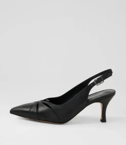 Women DIANA FERRARI Heels-Tunder Black Leather Heels