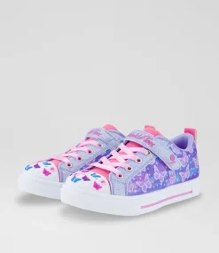 SKECHERS Sport School Shoes-Twinkle Sparks Junior Lavender Multi Sneakers