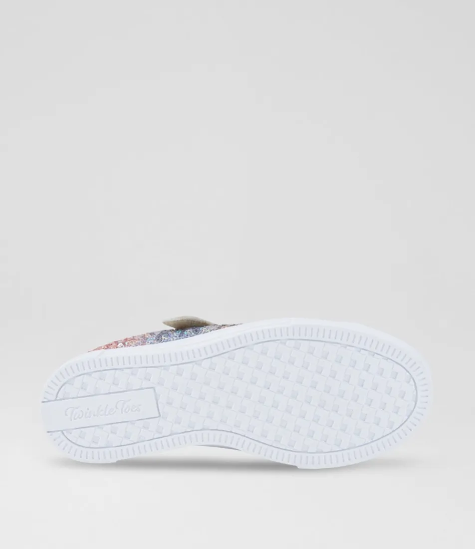 SKECHERS Sport School Shoes-Twinkle Sparks Sequin F Junior Silver Gold Sneakers