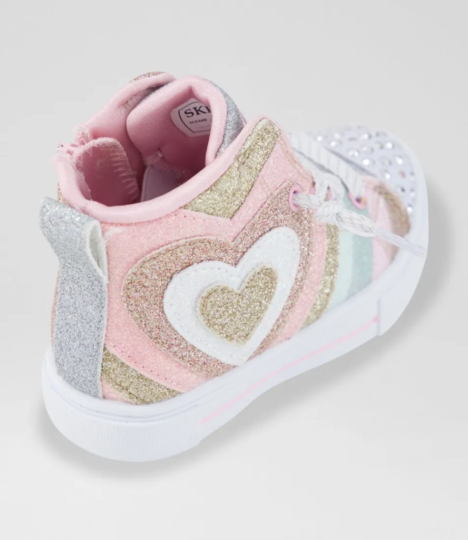 SKECHERS Sport School Shoes-Twinkle Sparks Toddler Gold Pink Silver Canvas Fabric Sneakers