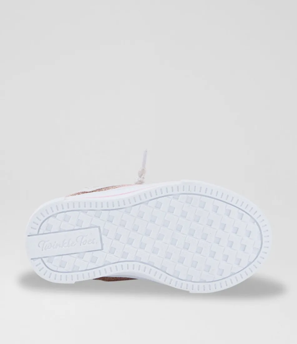 SKECHERS Sport School Shoes-Twinkle Sparks Toddler Gold Pink Silver Canvas Fabric Sneakers