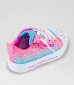 SKECHERS Sport School Shoes-Twinkle Sparks Toddler Pink Purple Blue Canvas Fabric Sneakers