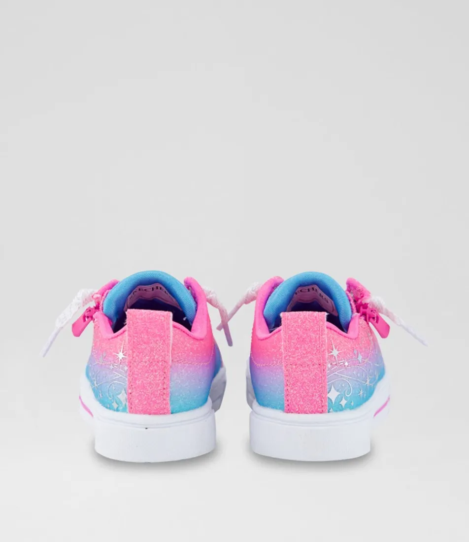 SKECHERS Sport School Shoes-Twinkle Sparks Toddler Pink Purple Blue Canvas Fabric Sneakers