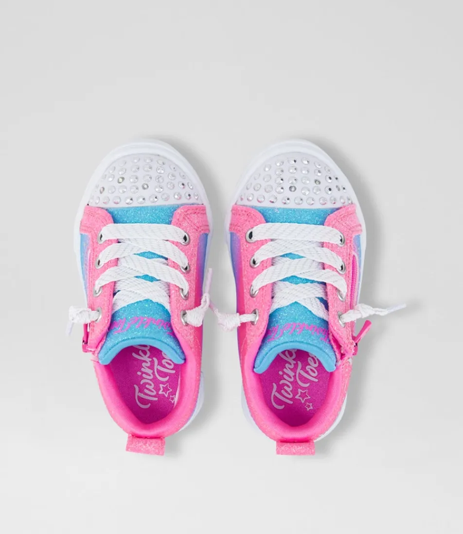 SKECHERS Sport School Shoes-Twinkle Sparks Toddler Pink Purple Blue Canvas Fabric Sneakers