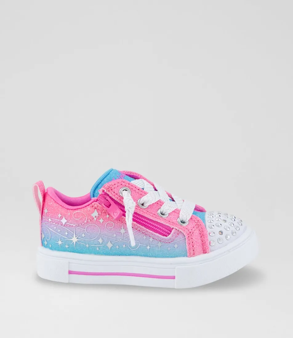 SKECHERS Sport School Shoes-Twinkle Sparks Toddler Pink Purple Blue Canvas Fabric Sneakers
