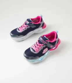 SKECHERS Sport School Shoes-Twisty Glow Junior Navy Multi Fabric Sneakers