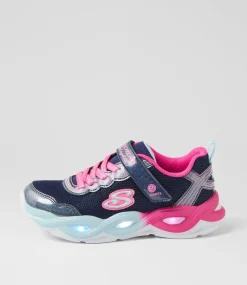 SKECHERS Sport School Shoes-Twisty Glow Junior Navy Multi Fabric Sneakers