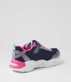 SKECHERS Sport School Shoes-Twisty Glow Junior Navy Multi Fabric Sneakers