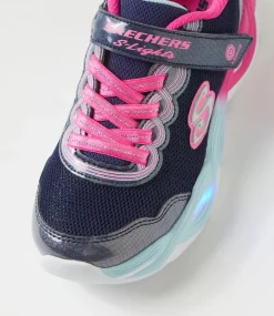 SKECHERS Sport School Shoes-Twisty Glow Junior Navy Multi Fabric Sneakers