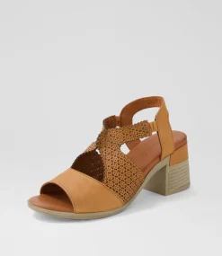 Women DIANA FERRARI Heels|Sandals-Ugani Tan Leather Sandals