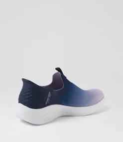Women SKECHERS Sneakers-Ultra Flex 3 Beauty Blend Navy Lavender Mesh Sneakers