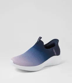Women SKECHERS Sneakers-Ultra Flex 3 Beauty Blend Navy Lavender Mesh Sneakers
