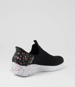 Women SKECHERS Sneakers-Ultra Flex 3 Bloom On Black Multi Mesh Sneakers