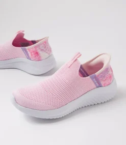 SKECHERS Sport School Shoes-Ultra Flex 3 Jnr Light Pink Mesh Sneakers