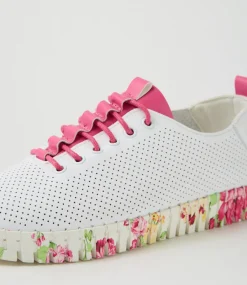 Women I LOVE BILLY Flats-Ulupna White Fuchsia Rose Flat Shoes