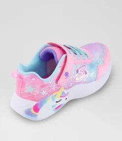SKECHERS Sport School Shoes-Unicorn Dreams Junior Pink Turquoise Sneakers