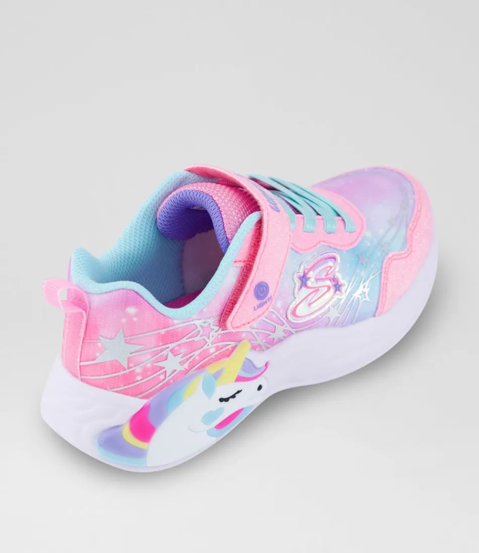 SKECHERS Sport School Shoes-Unicorn Dreams Junior Pink Turquoise Sneakers
