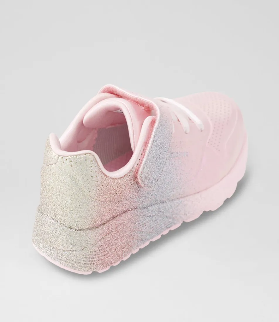 SKECHERS Sport School Shoes-Uno Lite Junior Metallic Light Pink Multi Sneakers