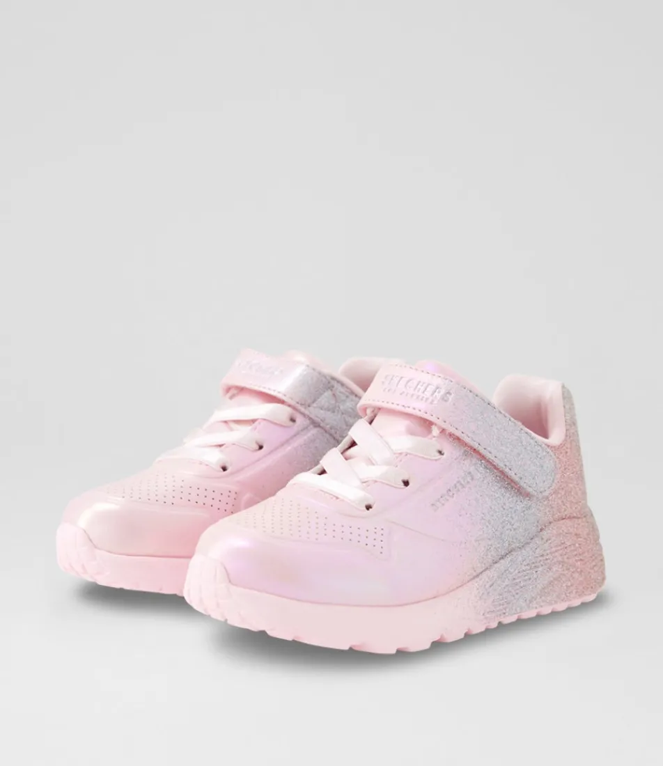SKECHERS Sport School Shoes-Uno Lite Junior Metallic Light Pink Multi Sneakers