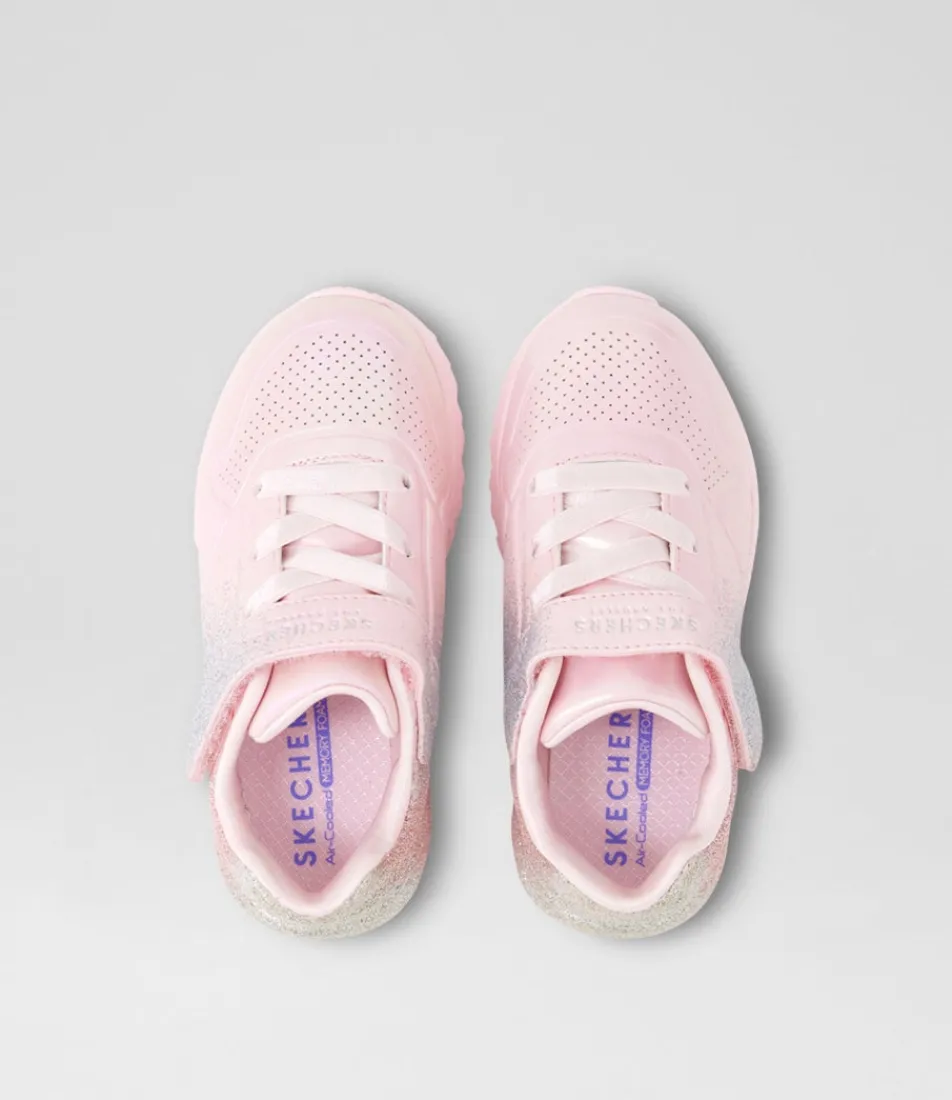 SKECHERS Sport School Shoes-Uno Lite Junior Metallic Light Pink Multi Sneakers