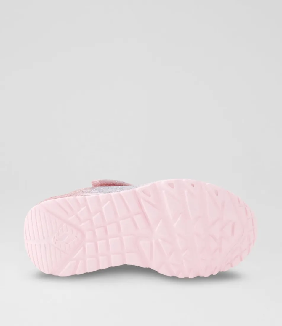 SKECHERS Sport School Shoes-Uno Lite Junior Metallic Light Pink Multi Sneakers