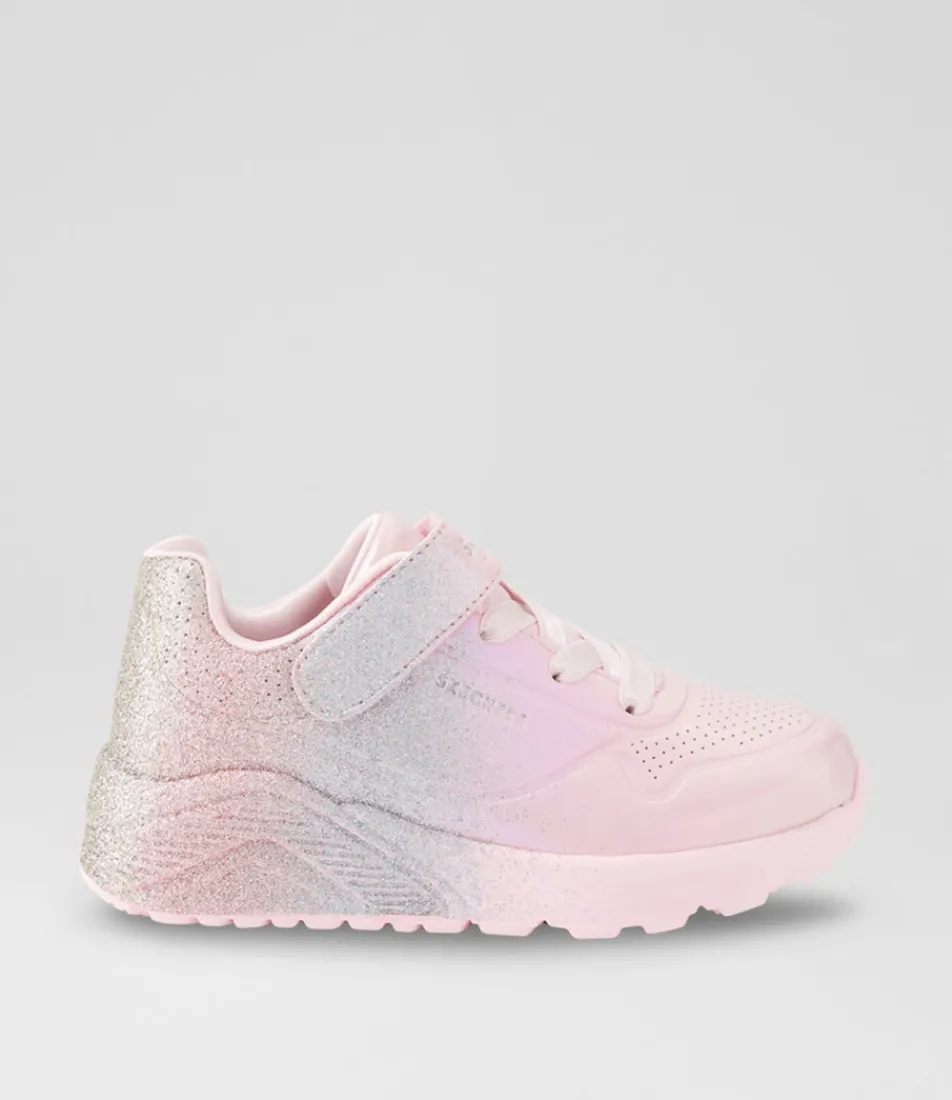 SKECHERS Sport School Shoes-Uno Lite Junior Metallic Light Pink Multi Sneakers