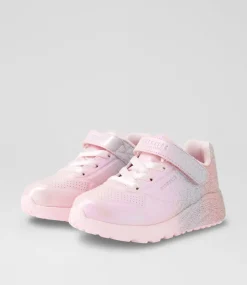 SKECHERS Sport School Shoes-Uno Lite Junior Metallic Light Pink Multi Sneakers