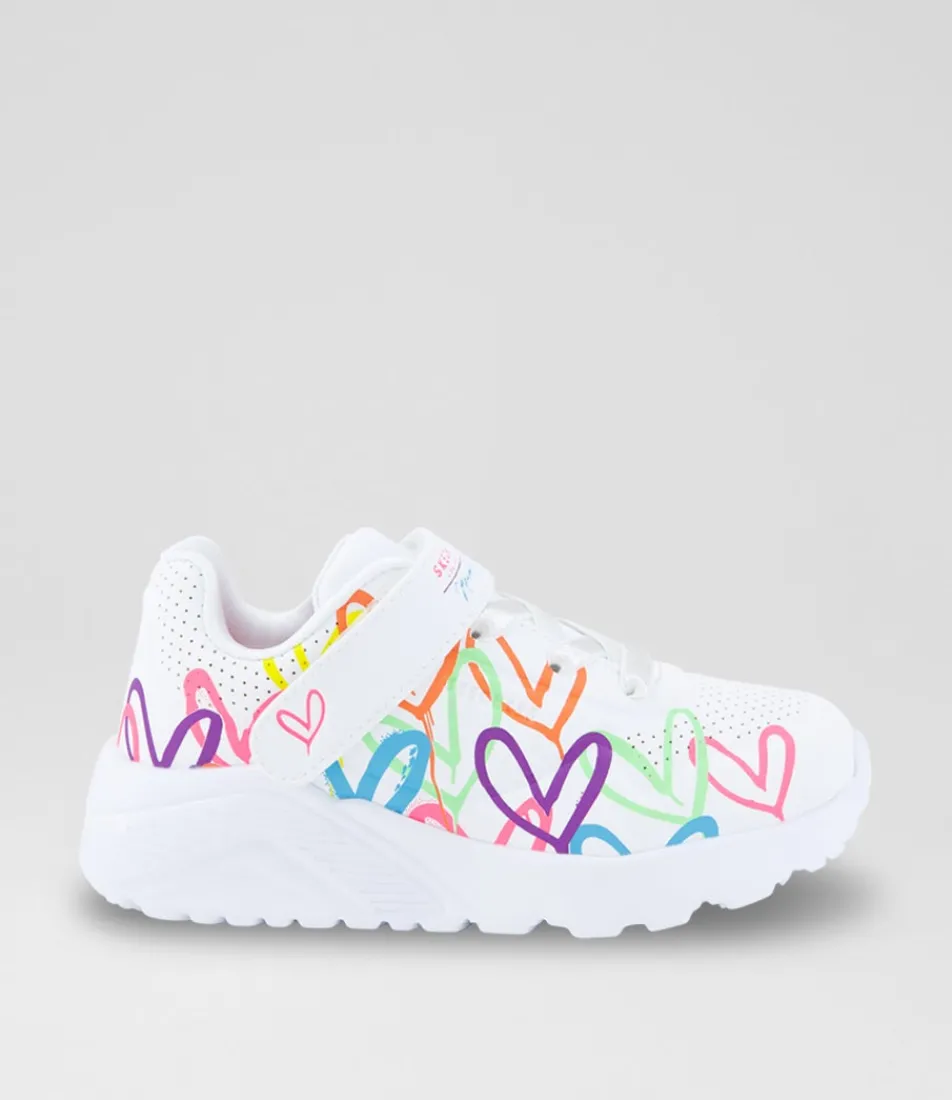 SKECHERS Sport School Shoes-Uno Lite Toddler White Multi Sneakers