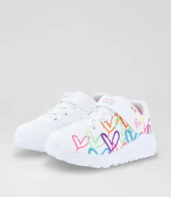 SKECHERS Sport School Shoes-Uno Lite Toddler White Multi Sneakers