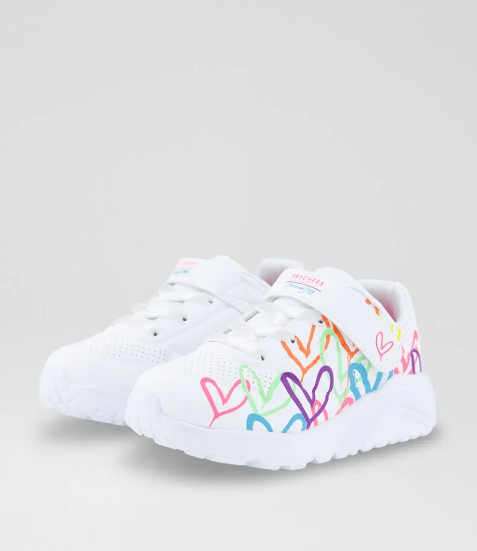 SKECHERS Sport School Shoes-Uno Lite Toddler White Multi Sneakers