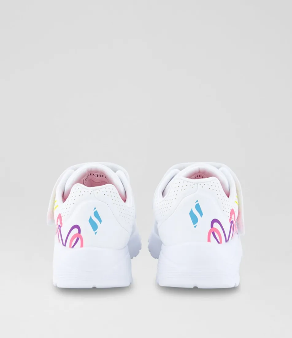 SKECHERS Sport School Shoes-Uno Lite Toddler White Multi Sneakers