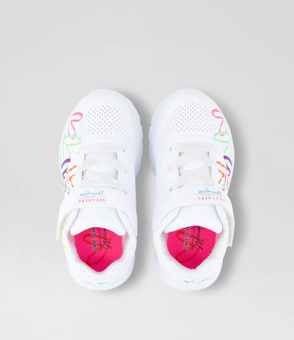 SKECHERS Sport School Shoes-Uno Lite Toddler White Multi Sneakers