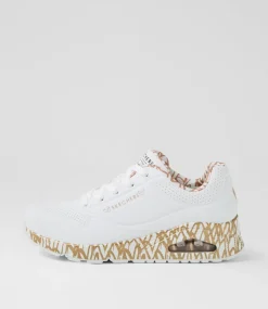 Women SKECHERS Sneakers-Uno White Rose Gold Sneakers