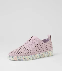 Women I LOVE BILLY Flats-Usho Lavender Butterfly Nubuck Pu Lace Up Flats