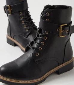 Women I LOVE BILLY Boots-Vakka Black Crush Ankle Boots