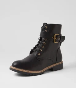 Women I LOVE BILLY Boots-Vakka Black Crush Ankle Boots