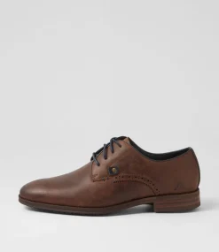 COLORADO Casuals-Valde Dark Brown Pull Up Leather Lace Up Flats