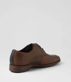 COLORADO Casuals-Valde Dark Brown Pull Up Leather Lace Up Flats