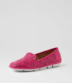 Women SUPERSOFT Comfort|Flats-Valient Fuchsia White Leather Flat Shoes