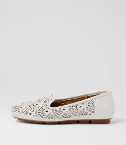 Women SUPERSOFT Comfort|Flats-Valient White Leather Flat Shoes