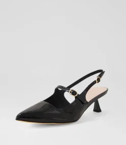 Women TOP END Heels-Vamalia Black Patent Leather Heels