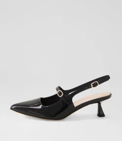 Women TOP END Heels-Vamalia Black Patent Leather Heels