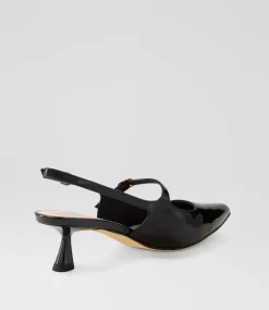 Women TOP END Heels-Vamalia Black Patent Leather Heels