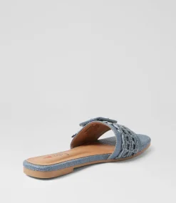 Women I LOVE BILLY Sandals|Flats-Vanrennes Blue Patent Synthetic Sandals