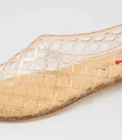 Women I LOVE BILLY Flats-Vantello Clear Nude Glitter Jelly Flat Shoes
