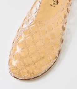 Women I LOVE BILLY Flats-Vantello Clear Nude Glitter Jelly Flat Shoes