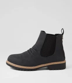 Women I LOVE BILLY Boots-Veleen Black Nubuck Pu Chelsea Boots