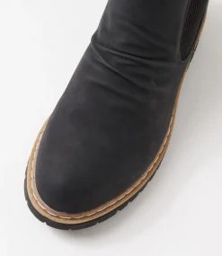 Women I LOVE BILLY Boots-Veleen Black Nubuck Pu Chelsea Boots
