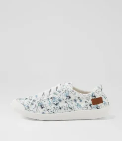 Women BLOWFISH Sneakers-Vex White Blue Floral Canvas Sneakers
