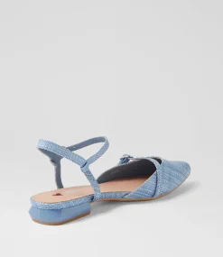 Women I LOVE BILLY Flats-Vinda Blue Synthetic Raffia Flat Shoes